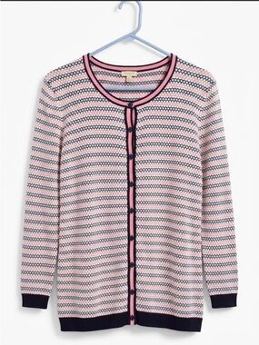 🆕 Talbots NWT Pink & Navy Button-Front Cardigan Sweater 💙🩷